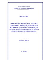 Nghiên cứu ảnh hưởng của việc thực hiện chính sách bồi thường, giải phóng mặt bằng đến đời sống và việc làm của người dân khi nhà nước thu hồi đất tại một số dự án trên địa bàn quận lê chân, thành phố hải phòng