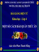 Một số cách bảo quản thứcăn