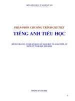 PHÂN PHỐI CHƯƠNG TRÌNH CHI TIẾT TIẾNG ANH TIỂU HỌC