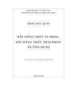 BẤT ĐẲNG THỨC VI PHÂN, bất ĐẲNG THỨC TÍCH PHÂN và ỨNG DỤNG