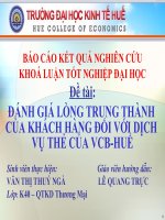 đánh giá lòng trung thành của khách hàng đối với dịch vụ thẻ của vcb huế