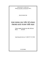 Vận dụng các yếu tố lôgic trong giải toán tiểu học