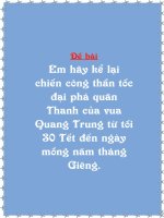 KỂ LẠI CHIẾN CÔNG THẦN TỐC CỦA QUANG TRUNG