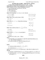 ĐỀ KIỂM TRA VÀ ĐÁP ÁN TOÁN 10A