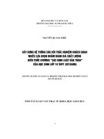 Xây dựng hệ thống câu hỏi trắc nghiệm khách quan nhiều lựa chọn nhằm đánh giá mức độ nắm vững kiến thức chương định luật bảo toàn của học sinh lớp 10 THPT (cơ bản)