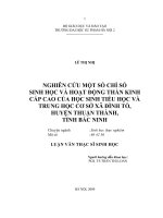Nghiên cứu một số chỉ số sinh học và hoạt động thần kinh cấp cao của học sinh tiểu học và trung học cơ sở xã đình tổ, huyện thuận thành, tỉnh bắc ninh