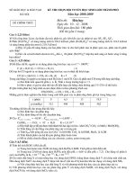 Đề và đáp án thi chọn HSG 12 - Hà Nội V2 năm học 2008-2009