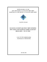 Xây dựng cơ sở dữ liệu phát triển mô hình trữ lượng nước dưới đất (IMOD) tại huyện phong điền   TP  cần thơ