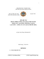 HOÀN THIỆN CÔNG TÁC QUẢN TRỊ NGUỒN NHÂN LỰC TẠI NÔNG TRƯỜNG CAO SU  LAI UYÊN – CÔNG TY CP CAO SU PHƯỚC HÒA