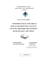 Tình hình sử dụng nước hợp vệ sinh và giải pháp nâng cao cung cấp nước sạch thích hợp cho người dân huyện kế sách – sóc trăng