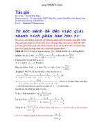 từ 1 mệnh đề đến việc tính nhanh tích phân hàm hữu tỉ