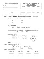 Đề thi Giữa HKI TV&Toán - Lớp 3