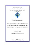 Ứng dụng GIS trong quản lý tài nguyên rừng tràm tại trung tâm thực nghiệm   nghiên cứu   đa dạng sinh học hòa an
