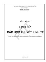 BÀI GIẢNG LỊCH SỬ CÁC HỌC THUYẾT KINH TẾ