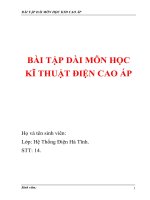 BÀI TẬP DÀI MÔN KĨ THUẬT ĐIỆN CAO ÁP (ĐỀ 9)