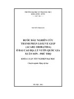 khóa luận tốt nghiệp bước đầu nghiên cứu thành phần loài ve giáp (acari oribatida) ở đai cao địa lý vườn quốc gia xuân sơn - phú thọ