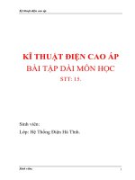 BÀI TẬP DÀI MÔN KĨ THUẬT ĐIỆN CAO ÁP (ĐỀ 1)