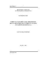 nghiên cứu tách triết và đặc tính sinh dược học của một số hợp chất tự nhiên từ cây măng cụt (garcinia mangostana l.)