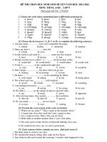 Đề thi HSG huyện Tếng Anh 9(11-12)