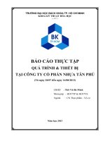 Báo cáo thực tập Quá trình và thiết bị tại Công ty Cổ phần nhựa Tân Phú (bản full)