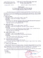 So GD&DT: Thong bao chuyen de cac mon cap tinh