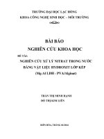 Nghiên cứu xử lý nitrat trong nước bằng vật liệu hydroxit lớp kép (mg al LDH   PVAAlginat) (tt)