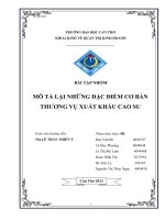 Mô tả lại những đặc điểm cơ bản thương vụ xuất khẩu cao su