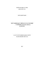 Thử nghiệm quy trình sản xuất đồ hộp cá rô phi (orechromis niloticus) ngâm dầu