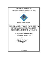 điều tra hiện trạng canh tác và sử dụng thuốc trừ cỏ trên ruộng lúa tại tỉnh an giang