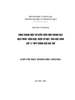 Hình thành một số kiến thức mới trong dạy học phần Điện học. ĐIện từ học cho học sinh lớp 11 THPT bằng giải bài tập