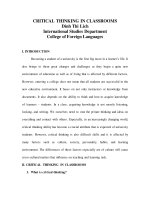 CRITICAL THINKING IN CLASSROOMS