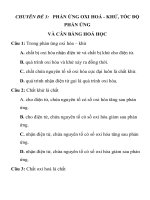 Đề ôn thi HSG Hóa chuyên đề: Phản ứng ỗi hóa khử
