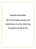 sáng kiến kinh nghiệm một số kinh nghiệm giúp học sinh nhanh thuộc các bài học thuộc lòng trong phân môn tập đọc