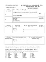 Đề thi hs giỏi T. Anh 9