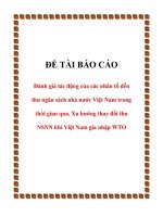Đề tài đánh giá tác động của các nhân tố đến thu ngân sách nhà nước việt nam trong thời gian qua  xu hướng thay đổi