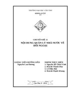 BÁO CÁO NỘI DUNG QUẢN LÝ NHÀ NƯỚC VỀ ĐỐI NGOẠI