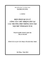 biện pháp quản lý công tác chủ nhiệm lớp tại các trường phổ thông dân tộc nội trú tỉnh kon tum