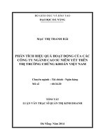 phân tích hiệu quả hoạt động của các công ty ngành cao su niêm yết trên thị trường chứng khoán việt nam