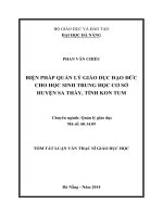 biện pháp quản lý giáo dục đạo đức cho học sinh trung học cơ sở huyện sa thầy, tỉnh kon tum