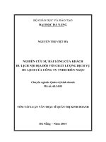 nghiên cứu sự hài lòng của khách du lịch nội địa đối với chất lượng dịch vụ du lịch của công ty tnhh biển ngọc