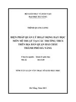 biện pháp quản lý hoạt động dạy học môn mỹ thuật tại các trường thcs trên địa bàn quận hải châu thành phố đà nẵng