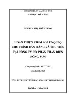 hoàn thiện kiểm soát nội bộ chu trình bán hàng và thu tiền tại công ty cổ phần than điện nông sơn