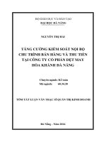 tăng cường kiểm soát nội bộ chu trình bán hàng và thu tiền tại công ty cổ phần dệt may hòa khánh đà nẵng