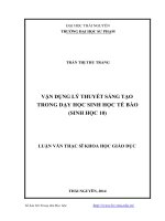 Vận dụng lý thuyết sáng tạo trong dạy học sinh học tế bào (sinh học 10)