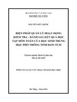 biện pháp quản lý hoạt động kiểm tra - đánh giá kết quả học tập môn toán của học sinh trung học phổ thông tỉnh kon tum