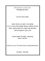 phân tích cấu trúc tài chính của các doanh nghiệp thuộc nhóm ngành thực phẩm niêm yết trên thị trường chứng khoán việt nam