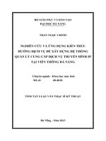 nghiên cứu và ứng dụng kiến trúc hướng dịch vụ để xây dựng hệ thống quản lý cung cấp dịch vụ truyền hình ip tại viễn thông đà nẵng