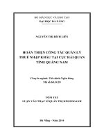 hoàn thiện công tác quản lý thuế nhập khẩu tại cục hải quan tỉnh quảng nam