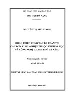hoàn thiện công tác kế toán tại các đơn vị sự nghiệp thuộc sở khoa học và công nghệ thành phố đà nẵng