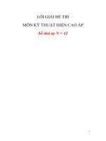 ĐÁP ÁN VÀ ĐỀ THI MÔN KỸ THUẬT ĐIỆN CAO ÁP (ĐỀ 5)